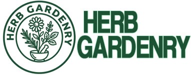 Logo di Herb Gardenry con piante aromatiche e erbe fresche.